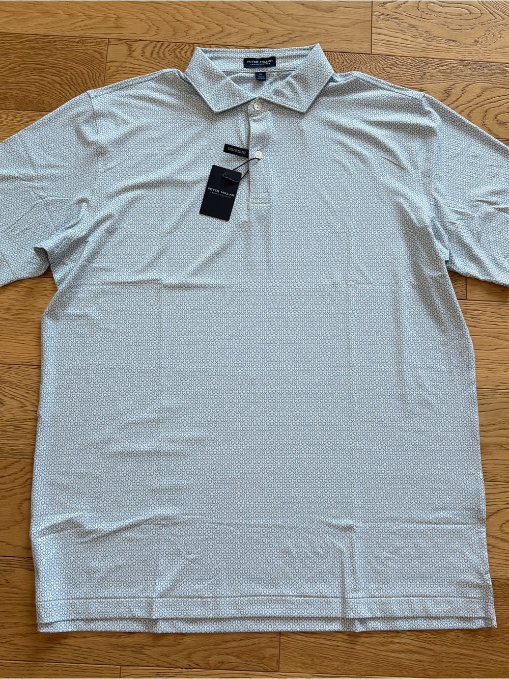 Peter Millar Blue Geo Buoy Polo Shirt Tech Performance MS25XK10E Golf